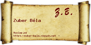 Zuber Béla névjegykártya